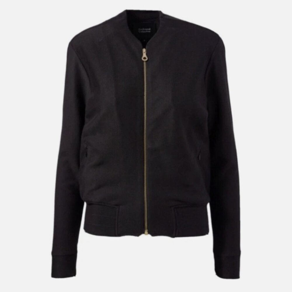Girlfriend Collective Luxe Pima Cotton Bomber Jacket Full Zip Black Size Small